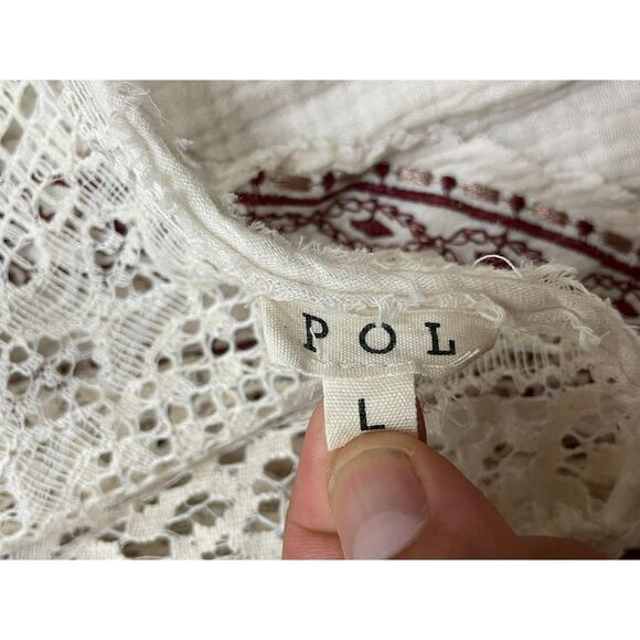 POL Women's Sweater Cardigan V-Neck Back Slit Long Sleeve Sheer Back L White - Picture 4 of 8